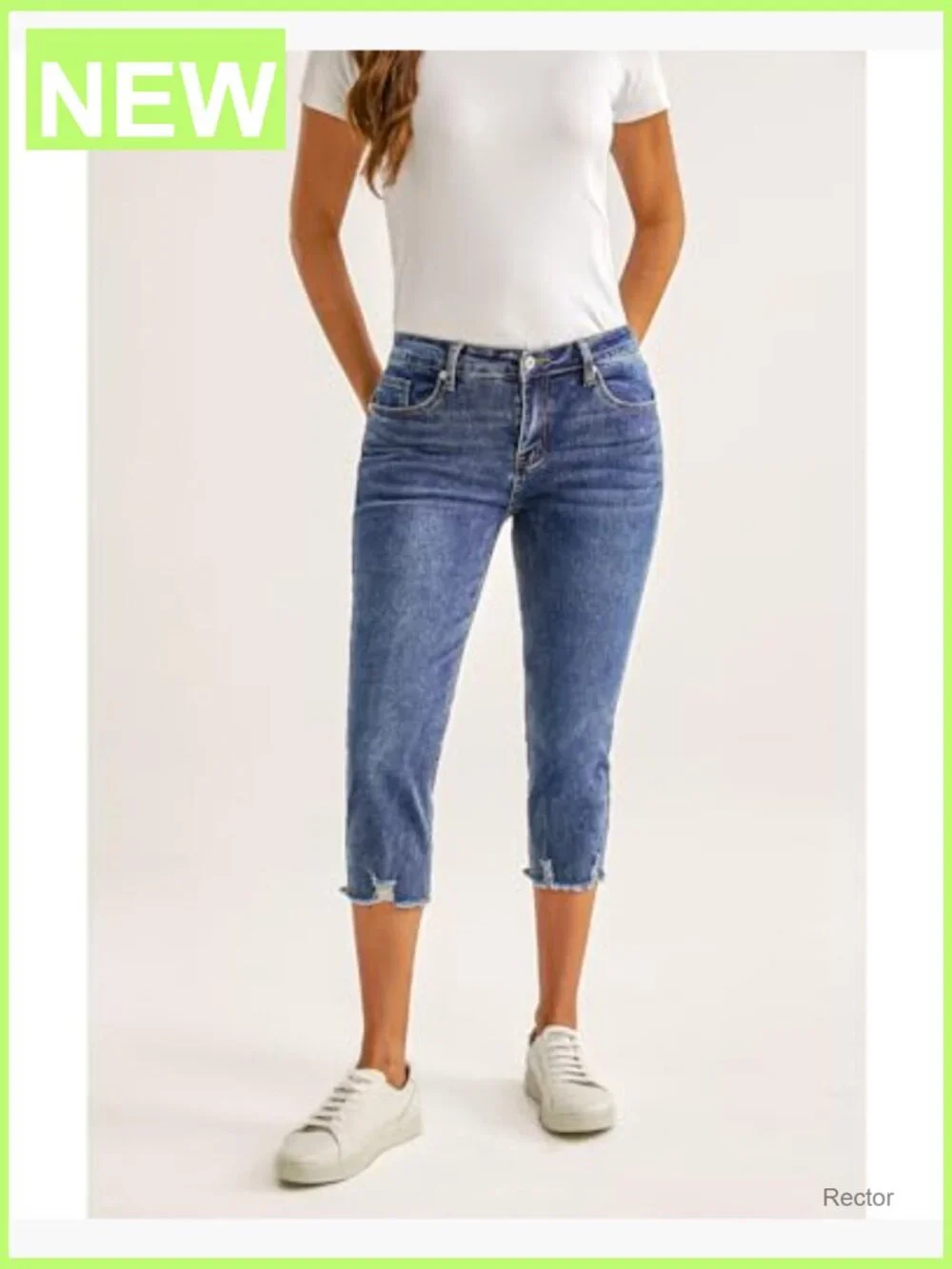 High Waisted Ripped Skinny Cropped Capri Jeans Stretchy Denim Jeggings with